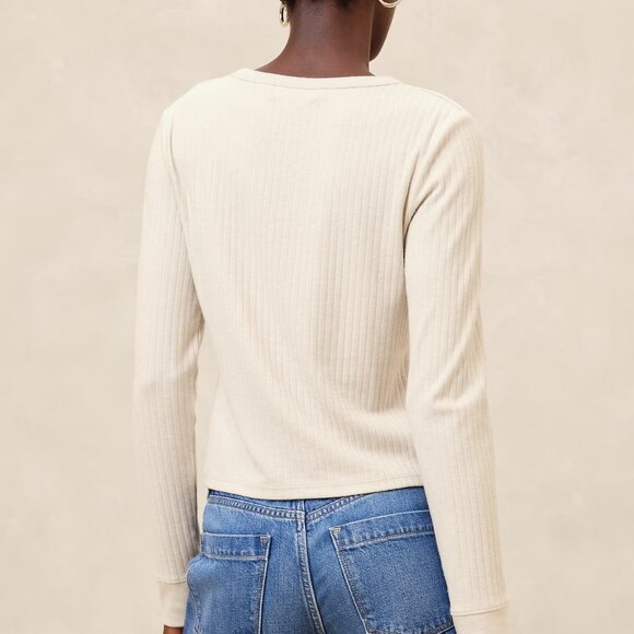 Banana Republic Oatmeal Heather Drop Needle Top/NWT/XL - Picture 3 of 12